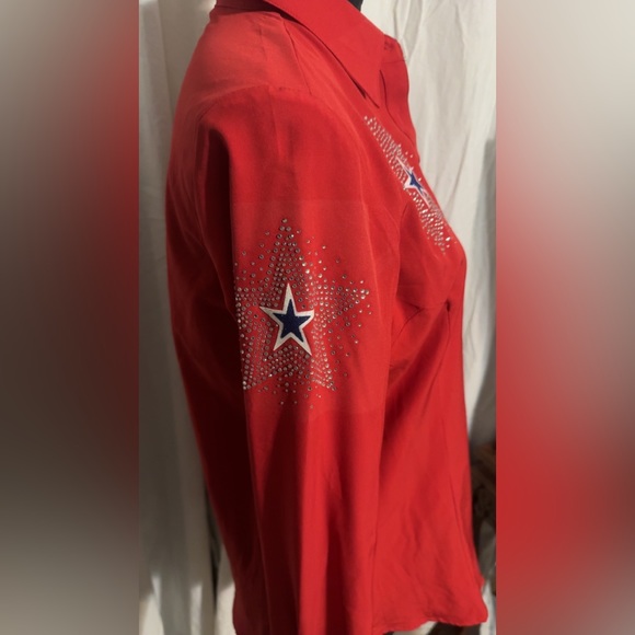 Red Patriotic Rodeo Queen Button Up - Picture 2 of 3